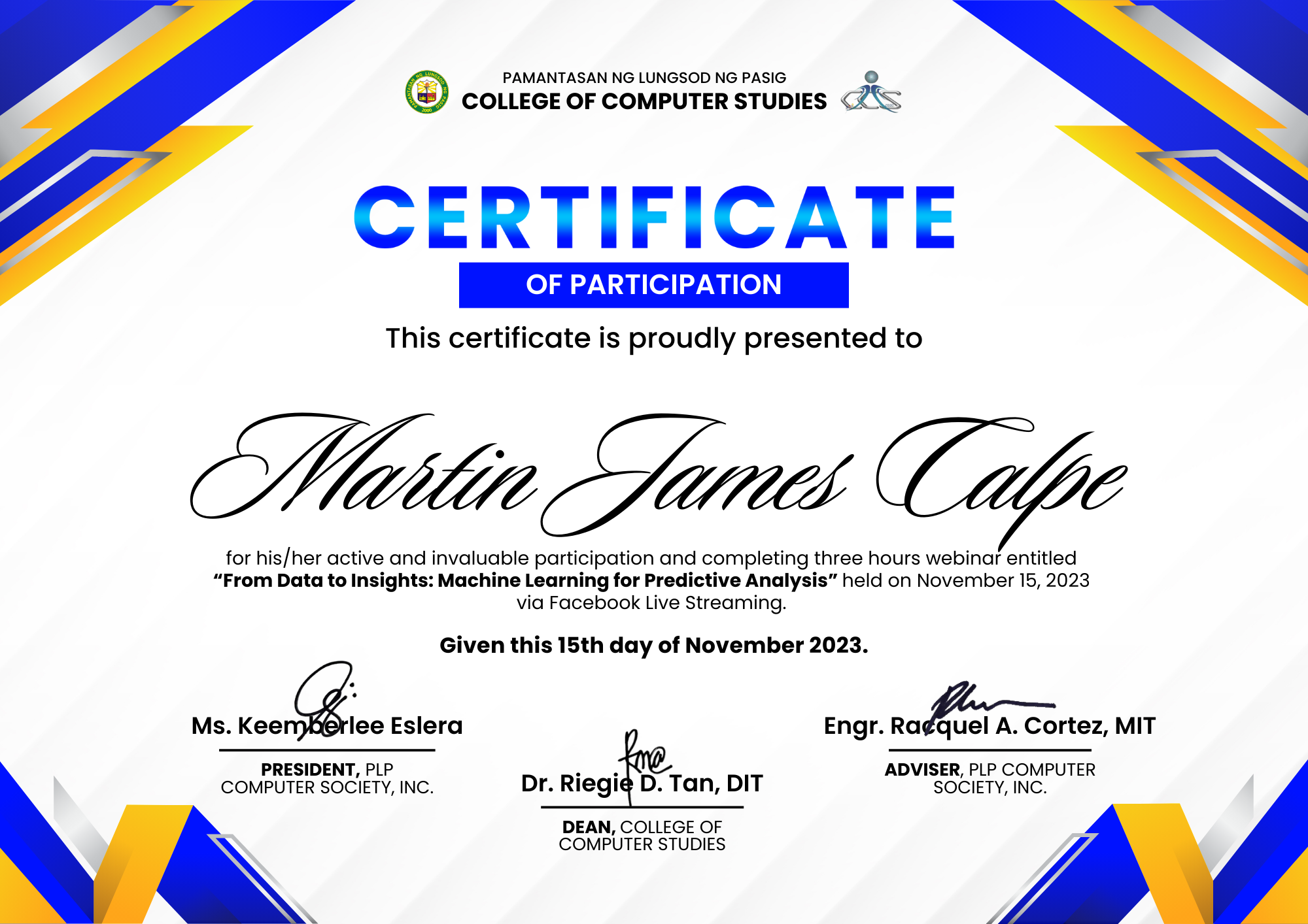 Certificate 1